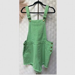 NWT &merci Denim Frayed Overall Shorts Size L